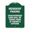 Signmission Tow Away Resident Parking Unauthorized Cars Will Be Towed Away at Owners Expense, GW-1824-22805 A-DES-GW-1824-22805 - alternate 1